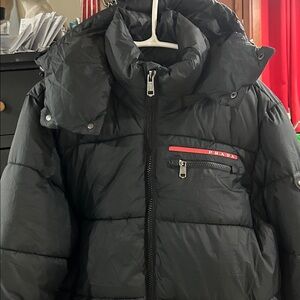MILANO, ITALY Black Puffer Jacket with Red Trim!!!